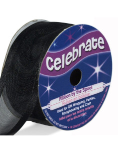 Organza lint Celebrate zwart - 25 mm x 4 m