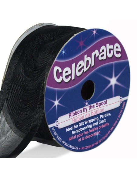 Organza lint Celebrate zwart - 25 mm x 4 m
