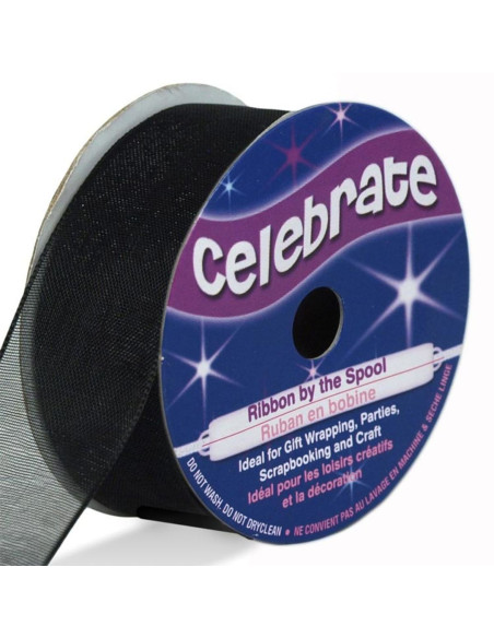 Organza lint Celebrate zwart - 20 mm x 5 m