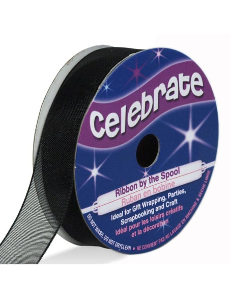 Organza lint Celebrate zwart - 12 mm x 6 m