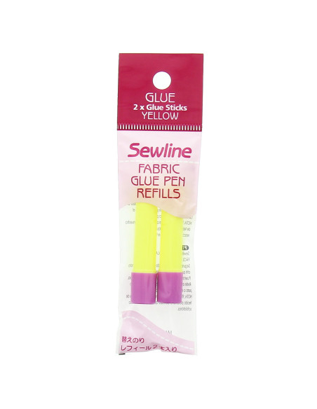 2 navullingen voor tijdelijke fluorescerend gele lijmstift speciaal voor stof