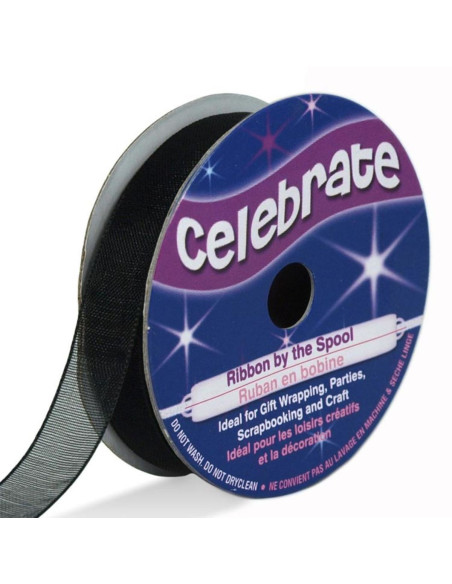 Organza lint Celebrate zwart - 9 mm x 8 m