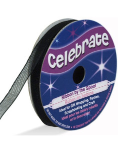 Organza lint Celebrate zwart - 6 mm x 8 m