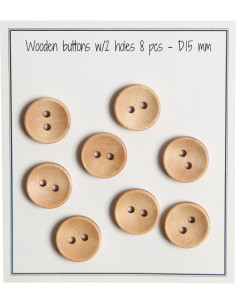 Pakket van 8 houten knopen diep 15 mm