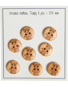 Pakket van 8 beige teddy houten knopen 15 mm
