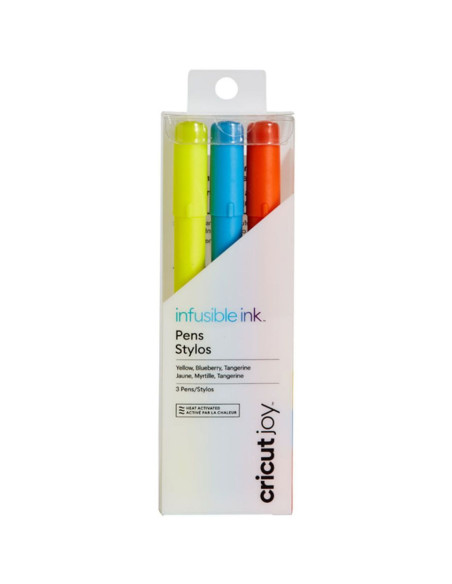 Gele, blauwe en oranje Infusible Ink pennen Cricut Joy