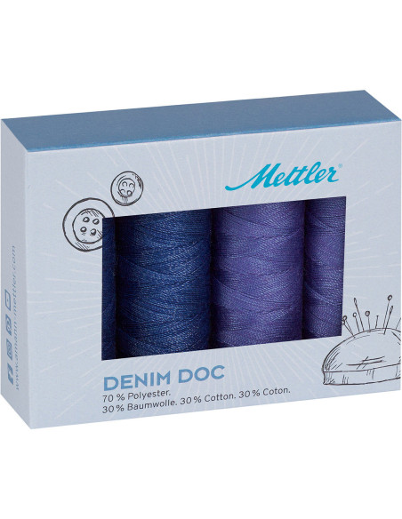 Set van 4 Mettler denim naaigaren