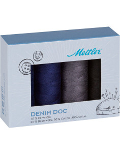 Set van 4 donker denim naaigaren Mettler