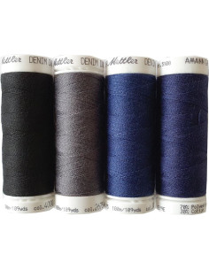 Set van 4 donker denim naaigaren Mettler 2