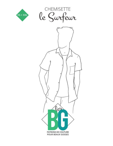 Patroon voor herenshirt met korte mouwen Le Surfeur - Les BG