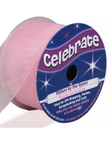 Organza lint Celebrate roze - 32 mm x 5 m