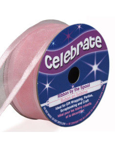 Organza lint Celebrate roze - 25 mm x 4 m