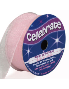 Organza lint Celebrate roze - 20 mm x 5 m