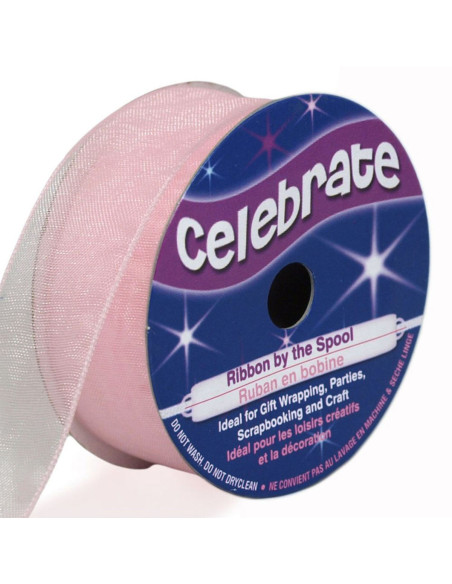 Organza lint Celebrate roze - 20 mm x 5 m