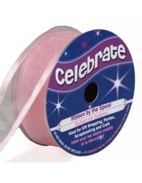 Organza lint Celebrate roze - 20 mm x 4 m