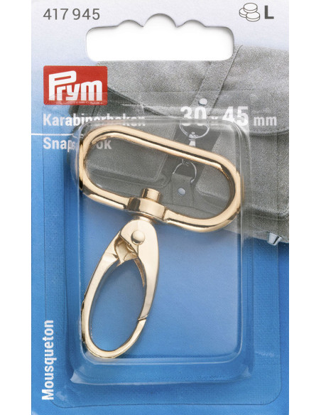 Metalen musketon 30 x 45 mm - Nieuw goud