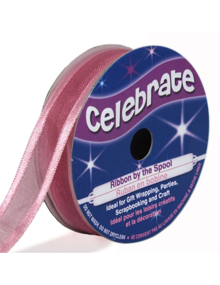 Organza lint Celebrate roze - 12 mm x 5 m