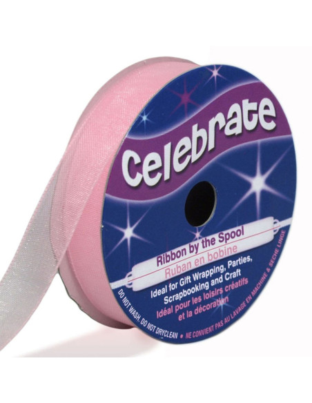 Organza lint Celebrate roze - 12 mm x 6 m