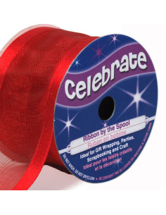 Organza lint Celebrate rood - 38 mm x 4 m