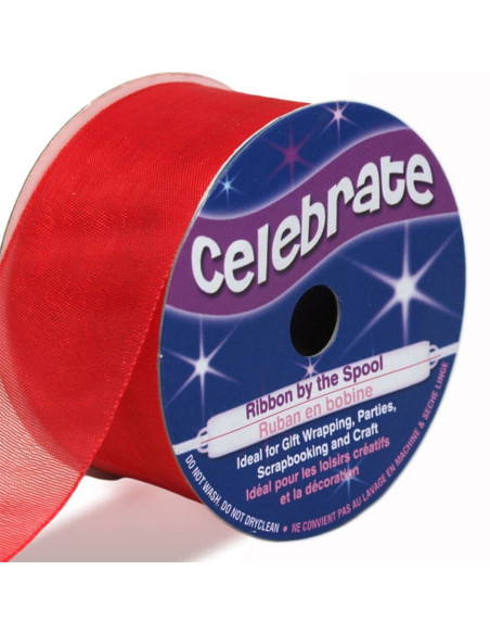 Celebrate organza lint rood - 32 mm x 5 m