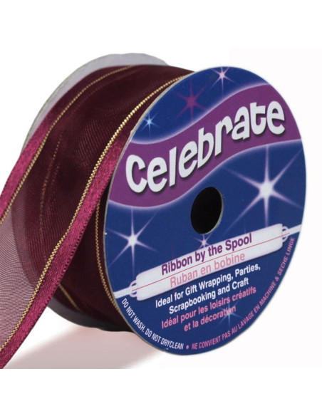 Organza lint Celebrate pruim - 25 mm x 4 m