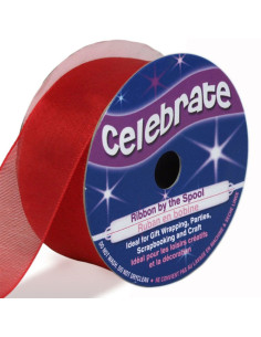 Organza lint Celebrate rood - 25 mm x 5 m