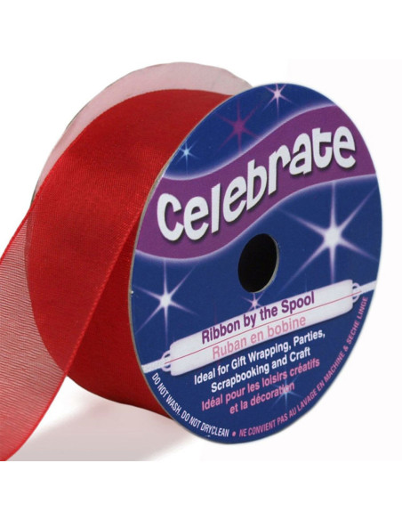 Organza lint Celebrate rood - 25 mm x 5 m