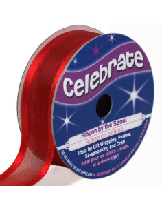 Organza lint Celebrate rood - 20 mm x 4 m