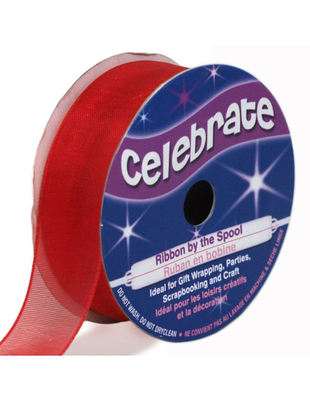 Celebrate organza lint rood - 20 mm x 5 m