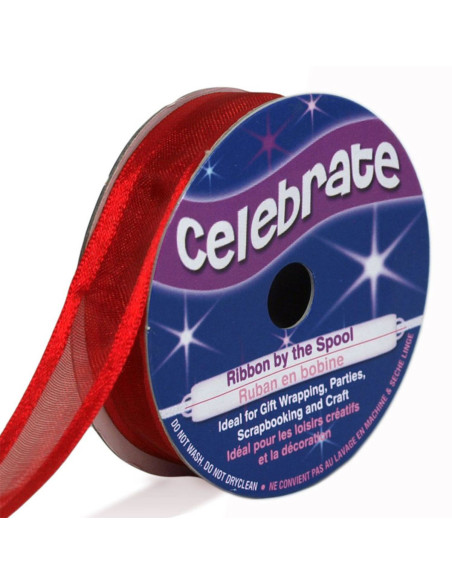Organza lint Celebrate rood - 12 mm x 5 m