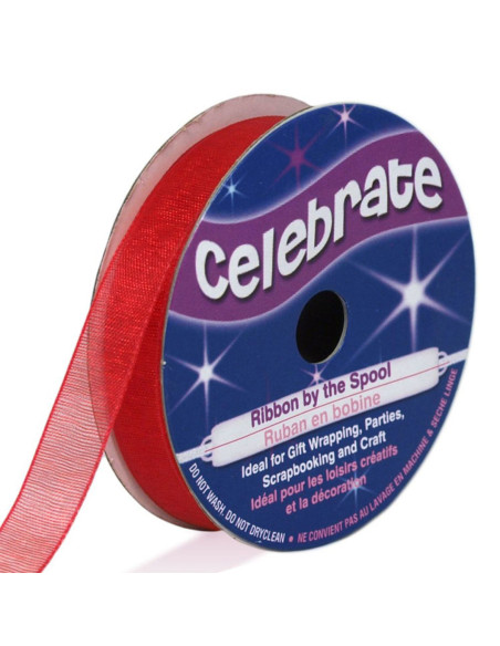 Organza lint Celebrate rood - 9 mm x 8 m