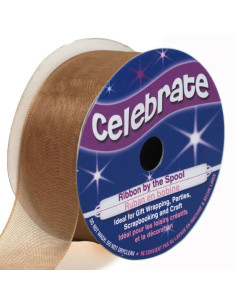 Organza lint Celebrate bruin - 25 mm x 5 m