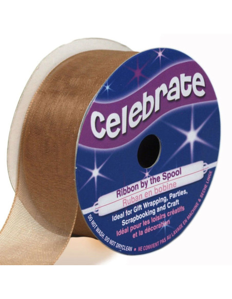 Organza lint Celebrate bruin - 25 mm x 5 m