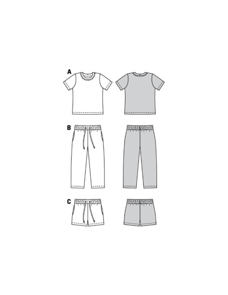 T-shirt, broek en short patroon - Burda 9288