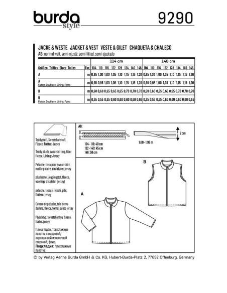 Jas- en vestpatroon - Burda 9290