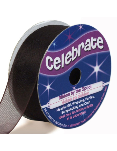 Organza lint Celebrate chocolade - 20 mm x 5 m