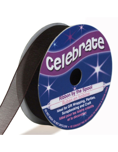 Organza lint Celebrate chocolade - 12 mm x 6 m