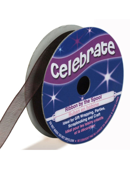 Organza lint Celebrate chocolade - 9 mm x 8 m