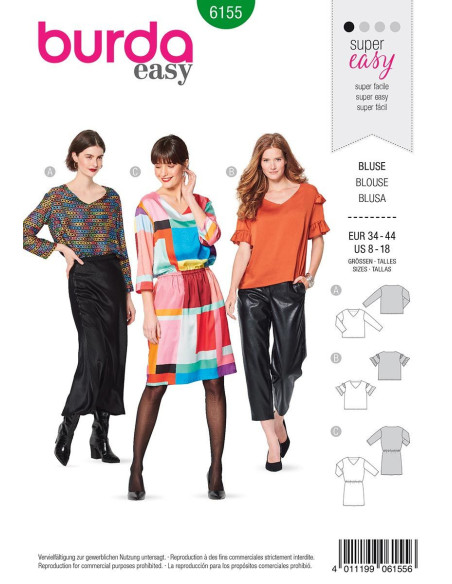 Blouse- en jurkpatroon - Burda 6155