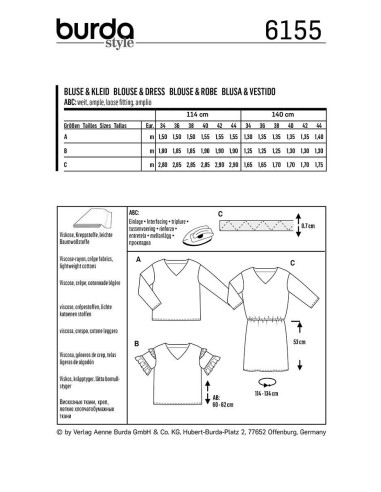 Blouse- en jurkpatroon - Burda 6155