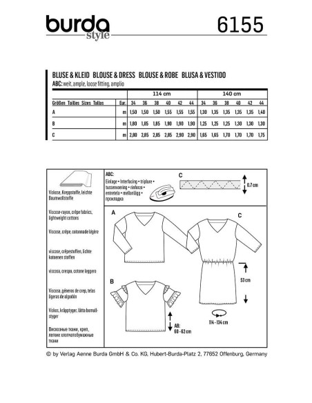 Blouse- en jurkpatroon - Burda 6155