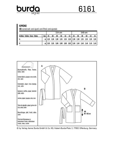 Kimono patroon - Burda 6161