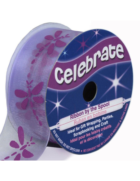 Organza lint Celebrate libelle paars - 25 mm x 3 m