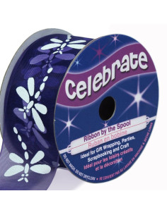 Organza lint Celebrate paarse libel - 25 mm x 3 m