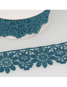 Guipure bloemen 55 mm - Eendblauw