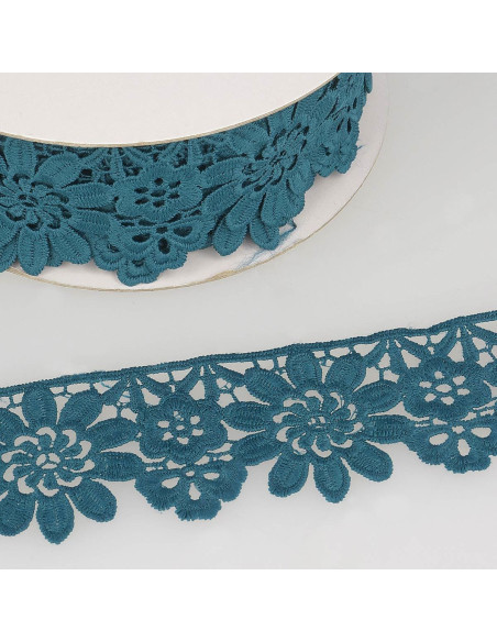 Guipure bloemen 55 mm - Eendblauw