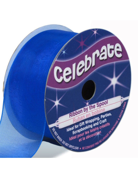 Organza lint Celebrate koningsblauw - 25 mm x 5 m
