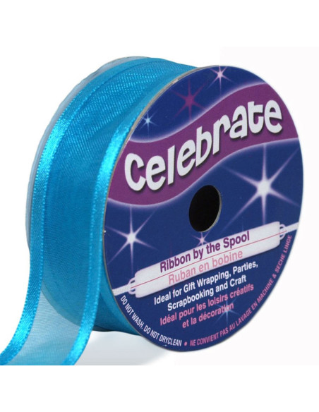 Organza lint Celebrate turquoise blauw - 20 mm x 4 m
