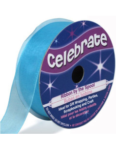 Organza lint Celebrate blauw lagune - 20 mm x 5 m