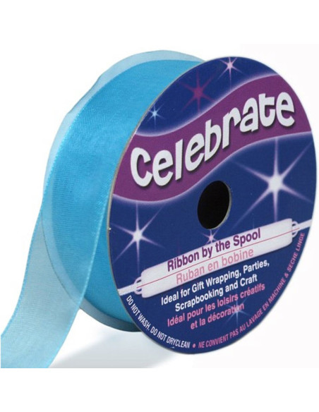 Organza lint Celebrate blauw lagune - 20 mm x 5 m